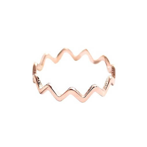 Wholesale Rose Gold Wave Band Titanium Stackable Womens Ring jewelry Featured Image