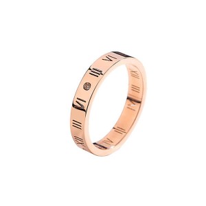 Fashion Jewelry Rose Gold Plated Titanium Dainty initial CZ Roman Numeral Ring For Women Girls