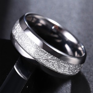 Imitated Meteorite Inlay High Polish Tungsten Carbide Ring