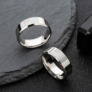 American Flag Rings for Women and Men Black Engraved Basic 8mm Stainless Steel Ring for Anniversary