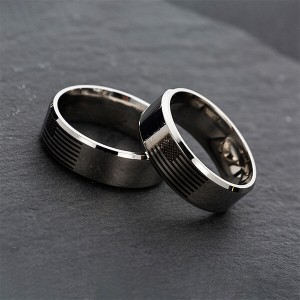 American Flag Rings for Women and Men Black Engraved Basic 8mm Stainless Steel Ring for Anniversary