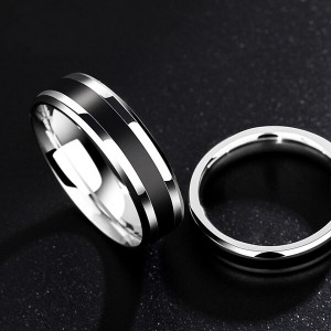 Fashionable Simple Silver Titanium Steel Couple Rings for Man Woman