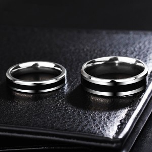 Fashionable Simple Silver Titanium Steel Couple Rings for Man Woman