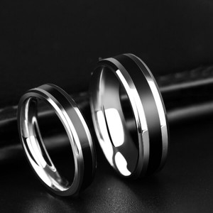 Fashionable Simple Silver Titanium Steel Couple Rings for Man Woman