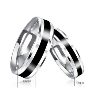 Fashionable Simple Silver Titanium Steel Couple Rings for Man Woman