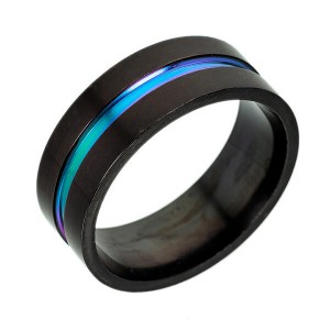 6mm 8mm Rainbow Titanium Ring Colorful Thin Groove Wedding Band Couple Rings Size