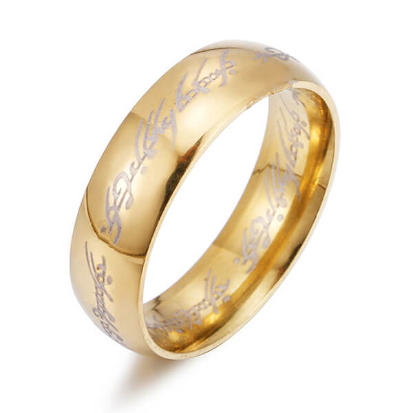 8mm 6mm Gold Plated Tungsten Carbide Wedding Ring Band Script Laser Rings for Men Boys Featured Image