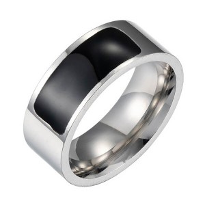 Jewelers Stainless Steel Classical Simple Plain Black Enamel Signet Pinky Ring