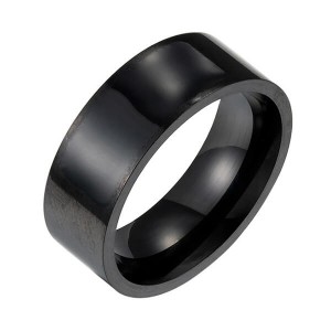 Jewelers Stainless Steel Classical Simple Plain Black Enamel Signet Pinky Ring