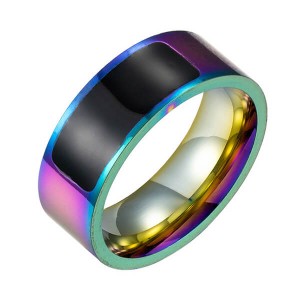 Jewelers Stainless Steel Classical Simple Plain Black Enamel Signet Pinky Ring