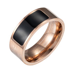 Jewelers Stainless Steel Classical Simple Plain Black Enamel Signet Pinky Ring