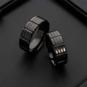 Classic Men 8mm Black Tungsten Carbide Rings Polished Beveled Edge Groove Wedding Bands