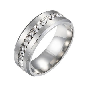 China Factory for Tungsten Ring 6mm - 6mm Titanium Steel Carbide Ring with Brilliant CZ Diamonds Mens Single Band – Ouyuan