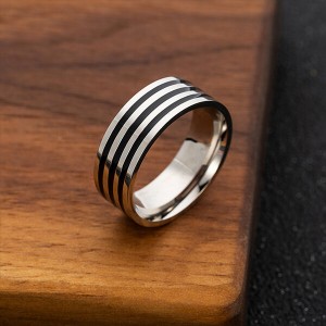 Wholesale Custom Black Rings and Silver for Men Stainless Steel