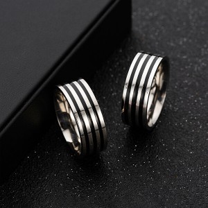 Wholesale Custom Black Rings and Silver for Men Stainless Steel