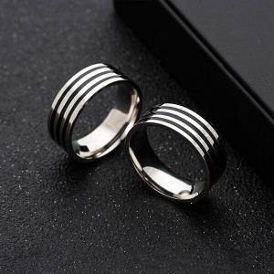 Wholesale Custom Black Rings and Silver for Men Stainless Steel