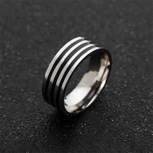 Wholesale Custom Black Rings and Silver for Men Stainless Steel