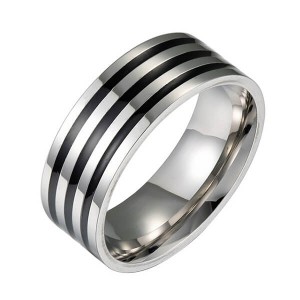 Wholesale Custom Black Rings and Silver for Men Stainless Steel