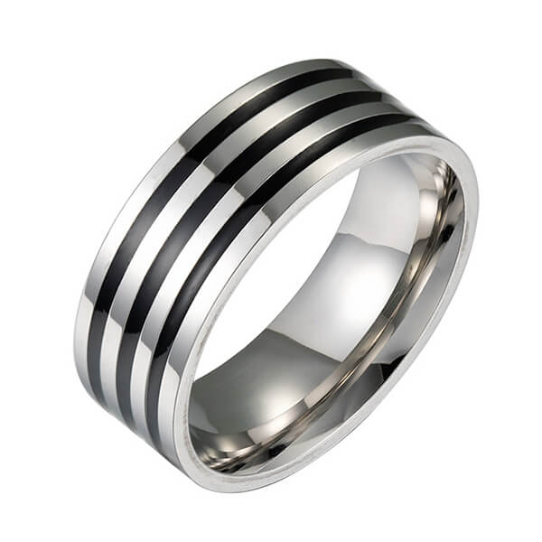 Wholesale Custom Black Rings and Silver for Men Stainless Steel Featured Image