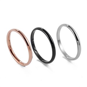 2mm Titanium Steel Classical Plain Stackable Wedding Band Ring