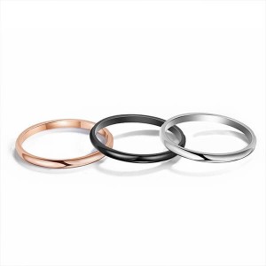 2mm Titanium Steel Classical Plain Stackable Wedding Band Ring