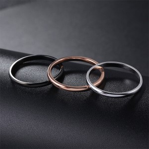 2mm Titanium Steel Classical Plain Stackable Wedding Band Ring
