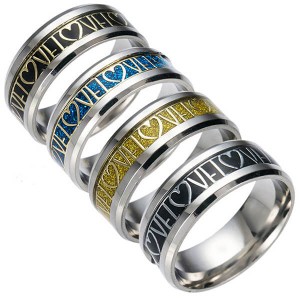 Men’s 8mm Gold Carbon Love Tungsten Carbide Ring Comfort Fit Wedding Band