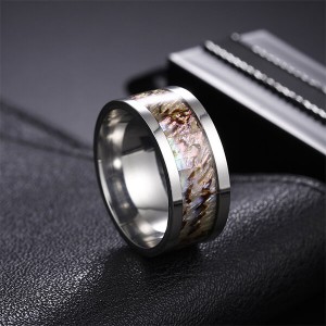 Ladies and Men Rings with Tungsten Carbide and Abalone Shell Gold Plated Comfort Fit Size