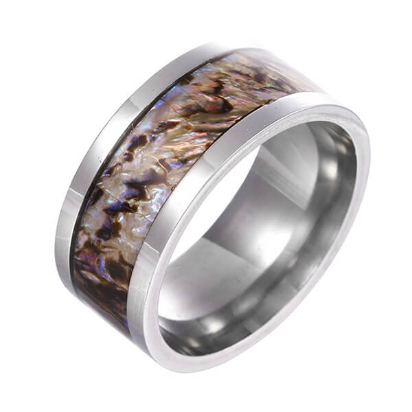 Ladies and Men Rings with Tungsten Carbide and Abalone Shell Gold Plated Comfort Fit Size Featured Image