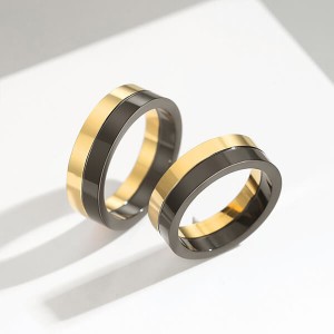 Titanium Rings for Mens Wedding Bands Gold And Black Hybrid Ring