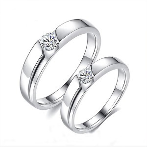 Wedding Bands Engagement Rings for Women Silver Plated Cubic Zirconia Eternity Rings