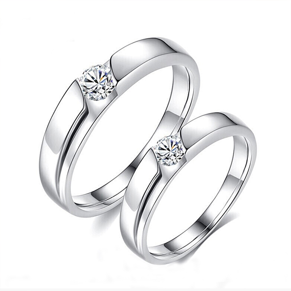 Wedding Bands Engagement Rings for Women Silver Plated Cubic Zirconia Eternity Rings Featured Image