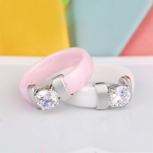 The New Ceramic Ring White Bling Plus Cubic Zirconia For Women