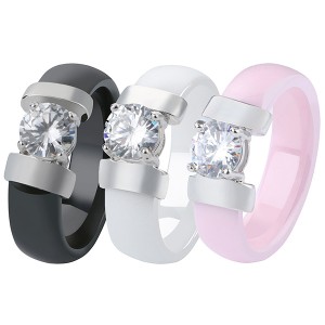 The New Ceramic Ring White Bling Plus Cubic Zirconia For Women