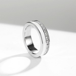 Hot Sell Jewelry Mens Black or White Resin and CZ Stones Inlay Tungsten Ring