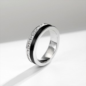 Hot Sell Jewelry Mens Black or White Resin and CZ Stones Inlay Tungsten Ring