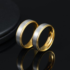 6mm Silver and 18k Gold Single Bands Matte Polished Finish Brushed Beveled Edges Comfort Fit