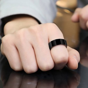 OEM Fashion Jewelry Wholesale Men Black Ceramic Ring With Facets Design