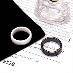 Ceramic Wedding Bands For Women Black Polished Finish Faceted Wedding Ring Comfort Fit