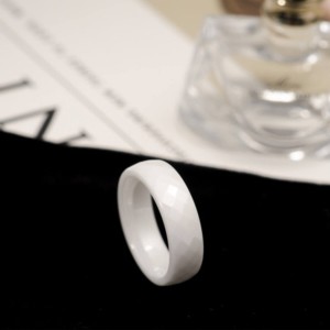 Ceramic Wedding Bands For Women Black Polished Finish Faceted Wedding Ring Comfort Fit