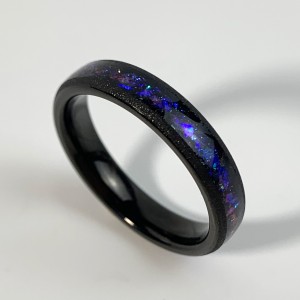 Wholesale price 2mm 4mm gold plated inlay galaxy opal tungsten ring for men