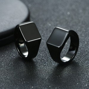 Men’s Tungsten Ring Retro Solid Glossy Square Black Large Tungsten Steel Rings