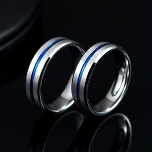 Blue Groove 8mm High Polish Tungsten Carbide Wedding Band Engagement Ring For Men Comfort Fit