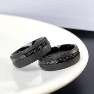 china mens fashion tungsten ring china brushed tungsten ring inlay meteorite black plated