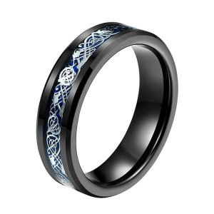 Hot Selling for Where Are Tungsten Rings Made - 6mm 8mm Steampunk Gear Wheel Blue Carbon Fiber Black Tungsten Single Ring – Ouyuan