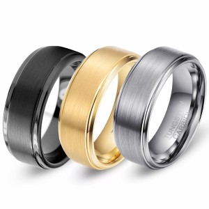 Excellent quality Tungsten Ring Knife - China engagement ring 8mm blank Gold Plated ring Men Women Trendy Wedding Band Domed Comfort Fit – Ouyuan