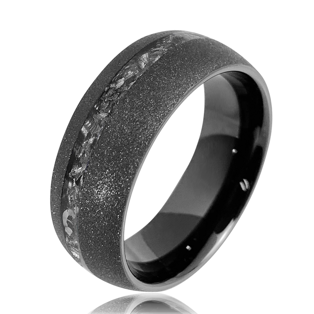 china mens fashion tungsten ring china brushed tungsten ring inlay meteorite black plated Featured Image