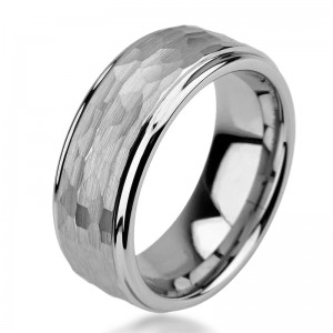 Fashion 8mm Harmmered Tungsten Ring Wedding band