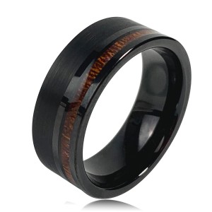 Wholesale Matte finished Tungsten Ring With Wood Inlay