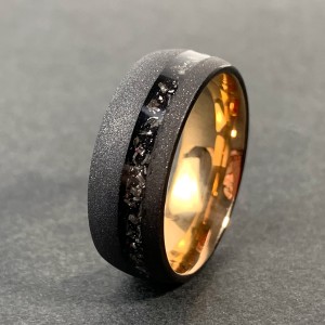 Fashion Jewelry Matt Surface Crushed Meteorite Tungsten Ring For Men